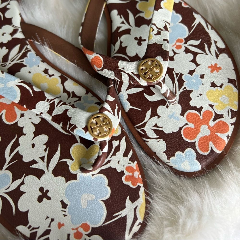 Tory Burch Women's Benton Thong Flats Sandals floral print - Picture 2 of 7